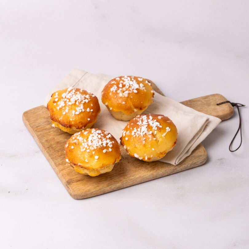vier glutenfreie Brioche, glutenfreie, laktosefreie, süße Backwaren, Isabella Glutenfreie Patisserie