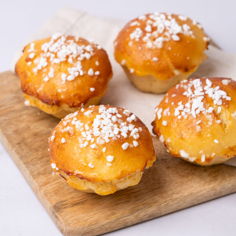 vier glutenfreie Brioche, glutenfreie, laktosefreie, süße Backwaren, Isabella Glutenfreie Patisserie