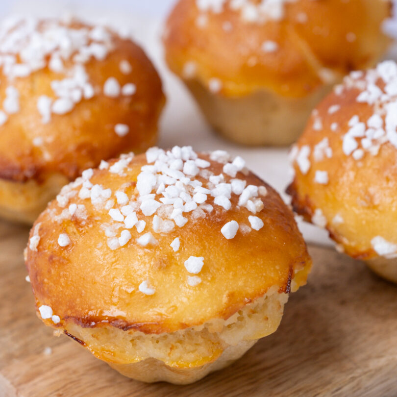 vier glutenfreie Brioche, glutenfreie, laktosefreie, süße Backwaren, Isabella Glutenfreie Patisserie