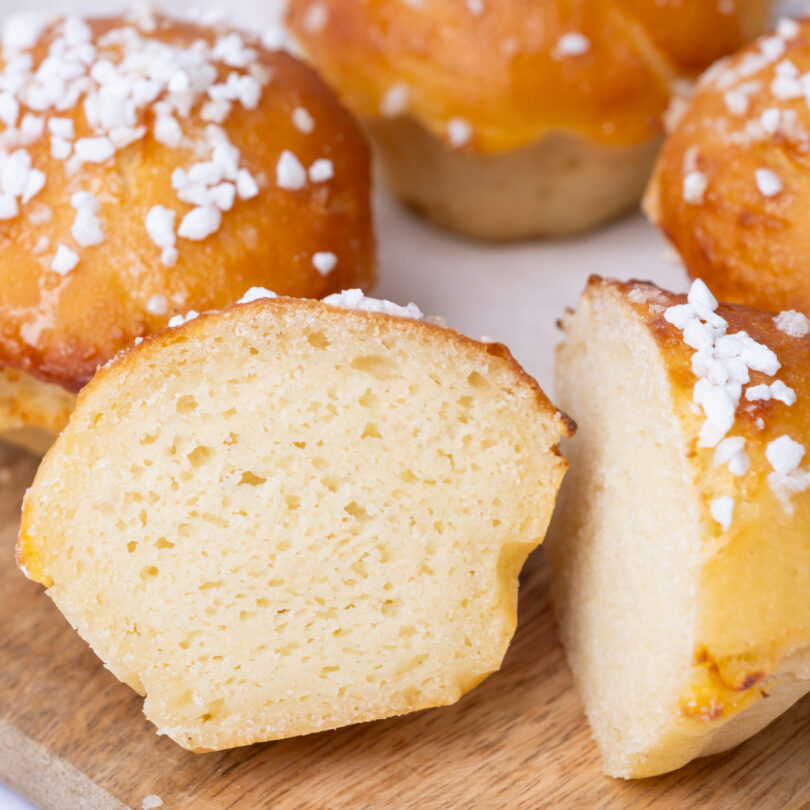 vier glutenfreie Brioche, glutenfreie, laktosefreie, süße Backwaren, Isabella Glutenfreie Patisserie